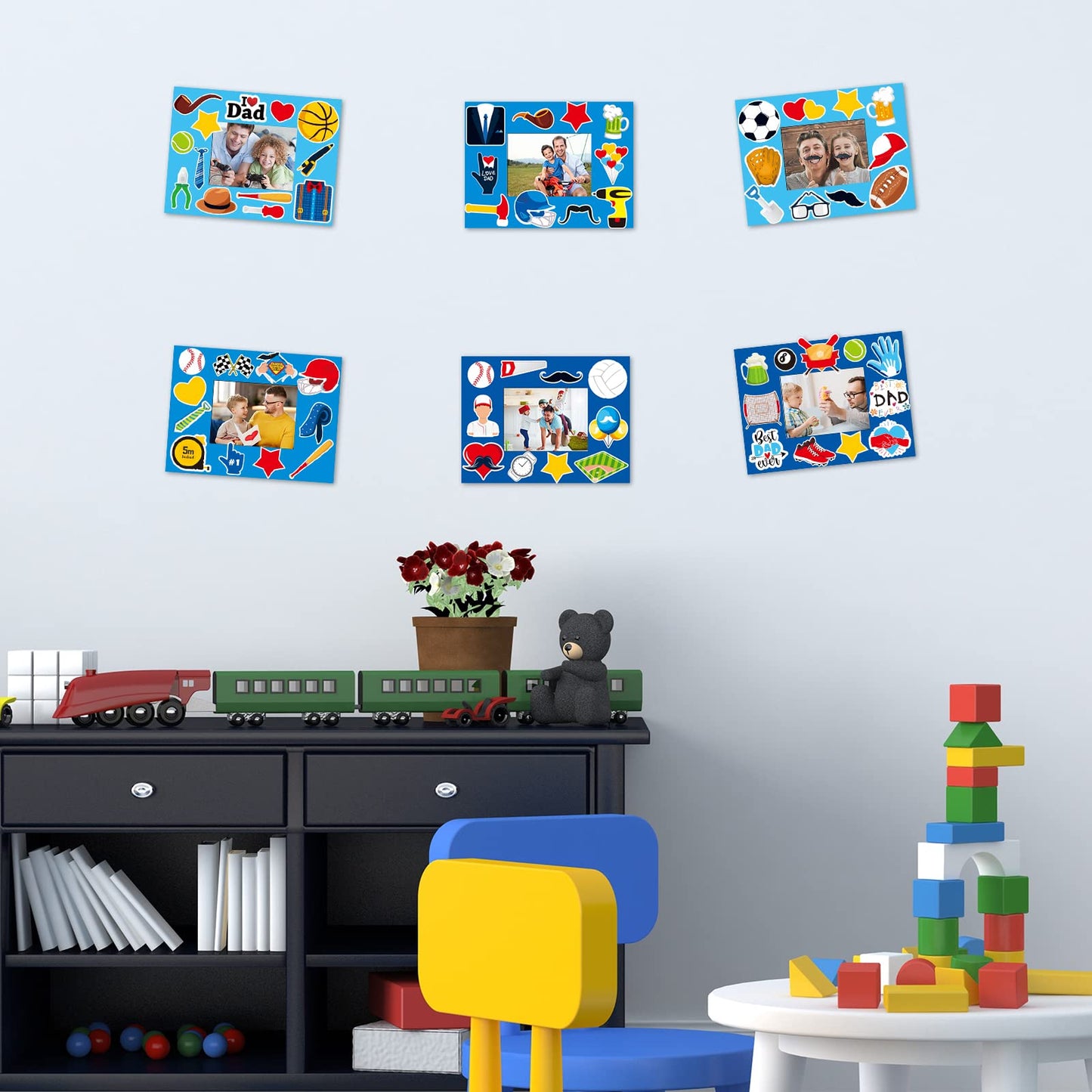 Chiazllta 30 Packs Fathers Day Craft Kits For Kids Father'S Picture Frame Diy Craft Art Fathers Day Party Decoration Favor Home