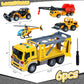 LovesTown 5PCS Construction Truck Toy Set, Large Truck with Lights and Sounds and Small Die-cast Engineering Trucks Helicopter S
