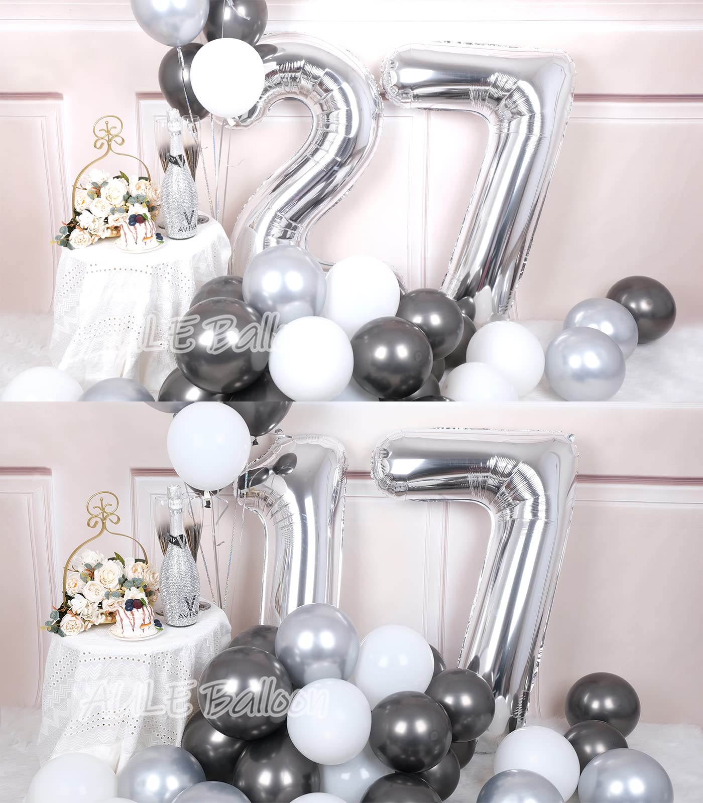 Aule 40 Inch Big Silver 7 Balloon Number Large Foil Helium Number Balloons 0-9 Jumbo Giant Happy 7Th Birthday Party Decorations