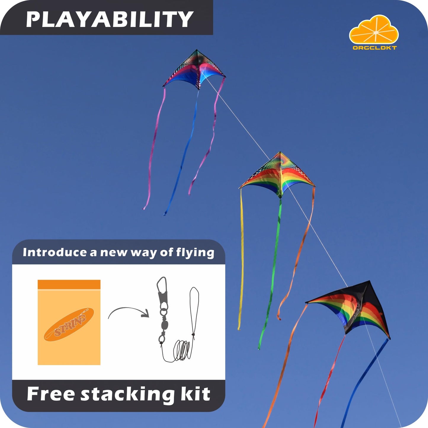 ORGCLDKT-Rainbow Cruiser Delta Kite, Kites for Kids Ages 8-12,4-8,Boys,Girls,Kites for Adults,Beach,Beginners,Giant.1Pc or 3Pcs