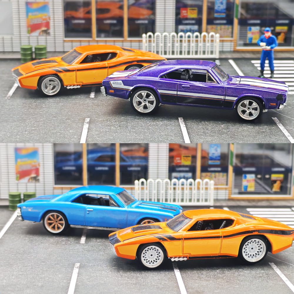 1/64 Wheels,Front Small Rear Big For Muscle Cars And Sports Cars,Series H Hwp 4 Sets/Pack,Three Spokes,Abs Wheels With Rubber Ti