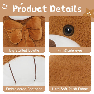 Tezituor Giant Teddy Bear, 4 Feet Soft Big Stuffed Animal Life Size 47 Inch Plush Bear Toy Valentine'S Christmas Birthday Gift For Girlfriend Kids,Dark Brown