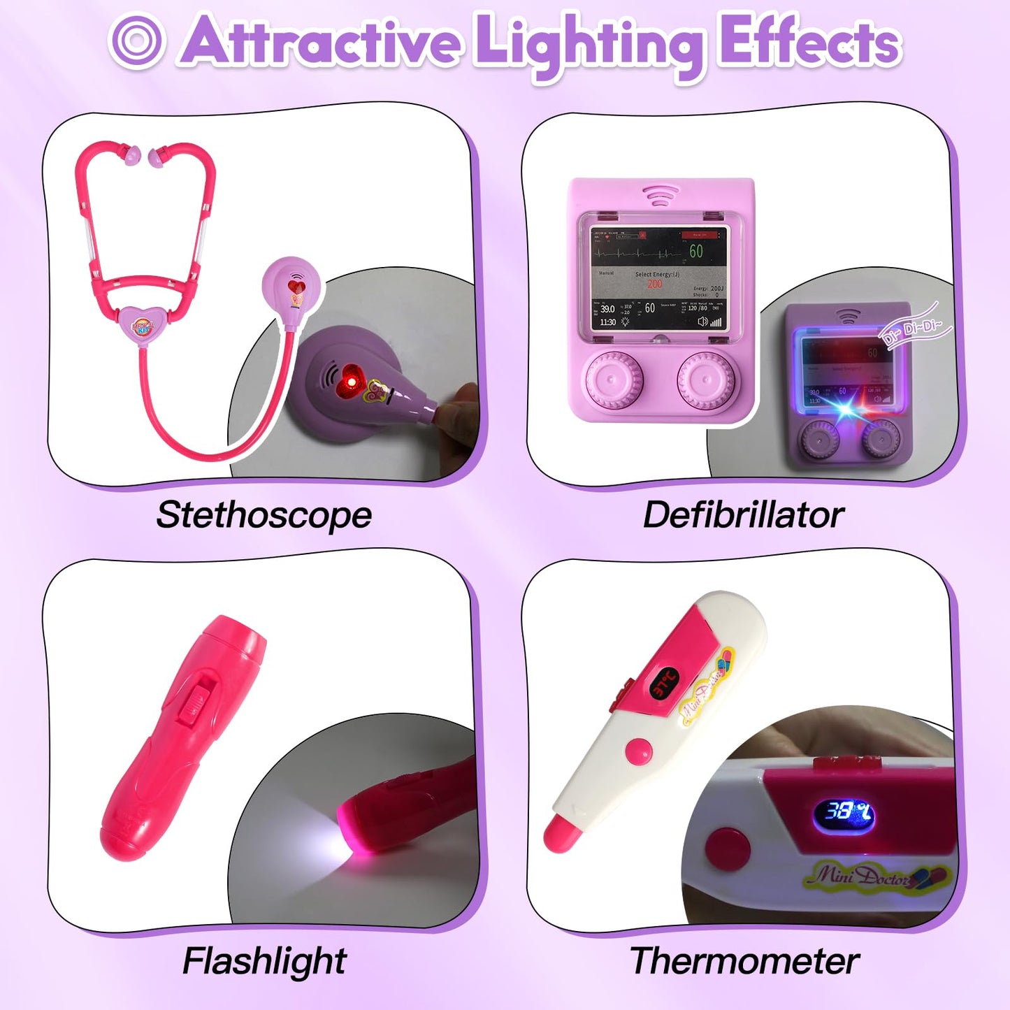 Phobby Doctor Kit for Toddlers Aged 3 4 5, Medical Pretend Play Set for Kids with Bag and Costume, Doctor Cart Toy for Girls Boy