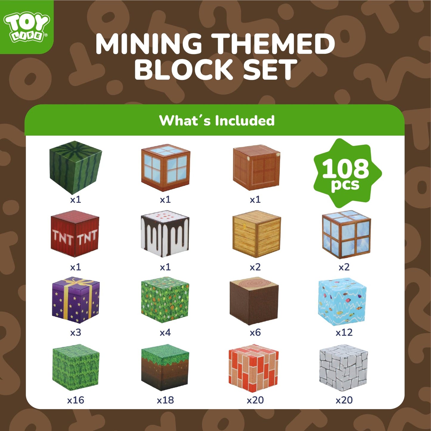 Magnetic Blocks, 108 Pcs Build Mine World Magnet Building Blocks Set for Kids Age 3+ Year Old Boys Girls, Magnetic Construction