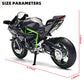 RZAPE Die Cast Motorcycle Model 1/12 Scale Motorcycle for Kawasaki Ninja H2R,Kawasaki H2R Toy Motorcycles Front Wheel Can Be Ste
