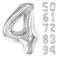 Silver 4 Balloon, Number Balloons 40 Inch, 4Th Silver And Black Party Decorations, Four Large Numbers For Party Decor, Number 4
