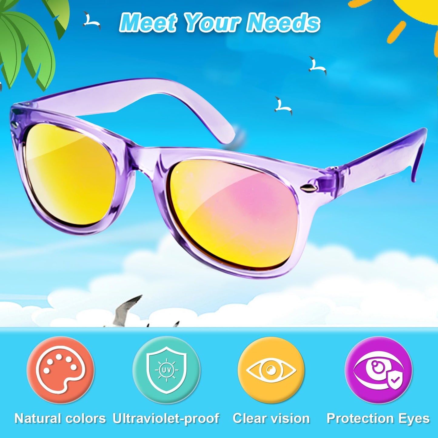 Kids Sunglasses Bulk Party Favors - 32 Packs Boys Girls Sunglasses For Kids Age 3-8 With Uv 400 Protection, Neon Sunglasses For Kids Party