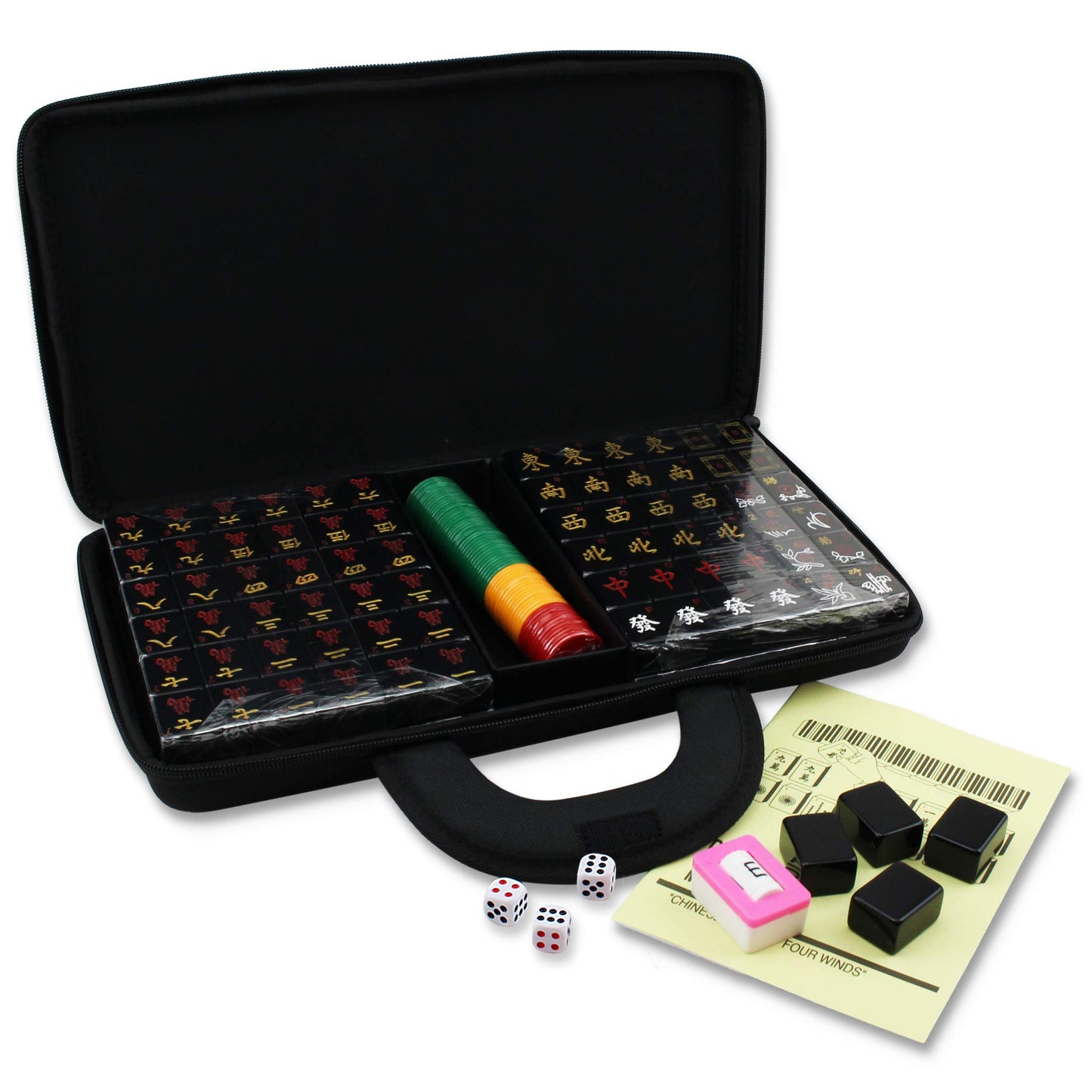 Westinghouse Acrylic Mahjong Set - 144 Black Tiles, 1.25 Inch, Easy-to-Read, Complete Game Set, 6LBS, Birthday Mah-Jongg