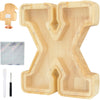 Bitreeworks Letter Piggy Bank, Personalized Wooden Coin Banks, Large Wood Money Peny Bank For Adults (9'', Alphabet X)