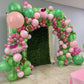 Paready Tropical Party Green Pink Balloons, 60 Pcs 12 Inch Green Hot Pink Rose Gold Confetti Balloons For Hawaiian Luau Theme Pa