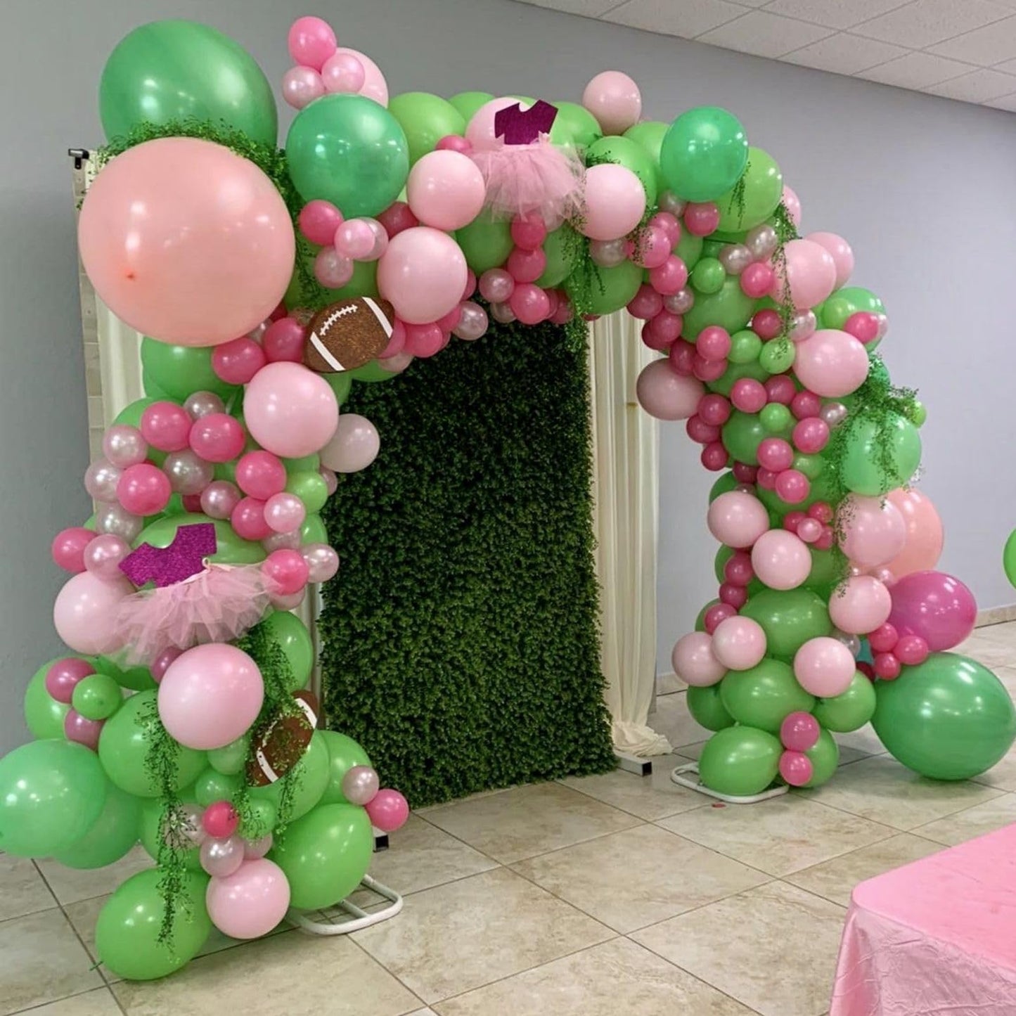 Paready Tropical Party Green Pink Balloons, 60 Pcs 12 Inch Green Hot Pink Rose Gold Confetti Balloons For Hawaiian Luau Theme Pa