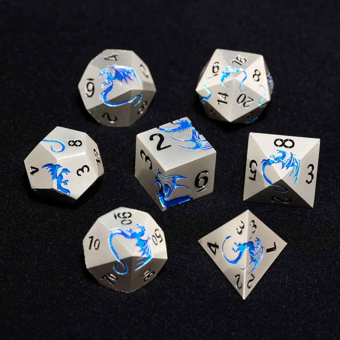 Metal Dnd Dice, Hnccesg Dragon Metallic D&D Dice Set 7 Pcs For Dungeons And Dragon Ttrpg Games, Polyhedral Rpg Dice Set With Gif