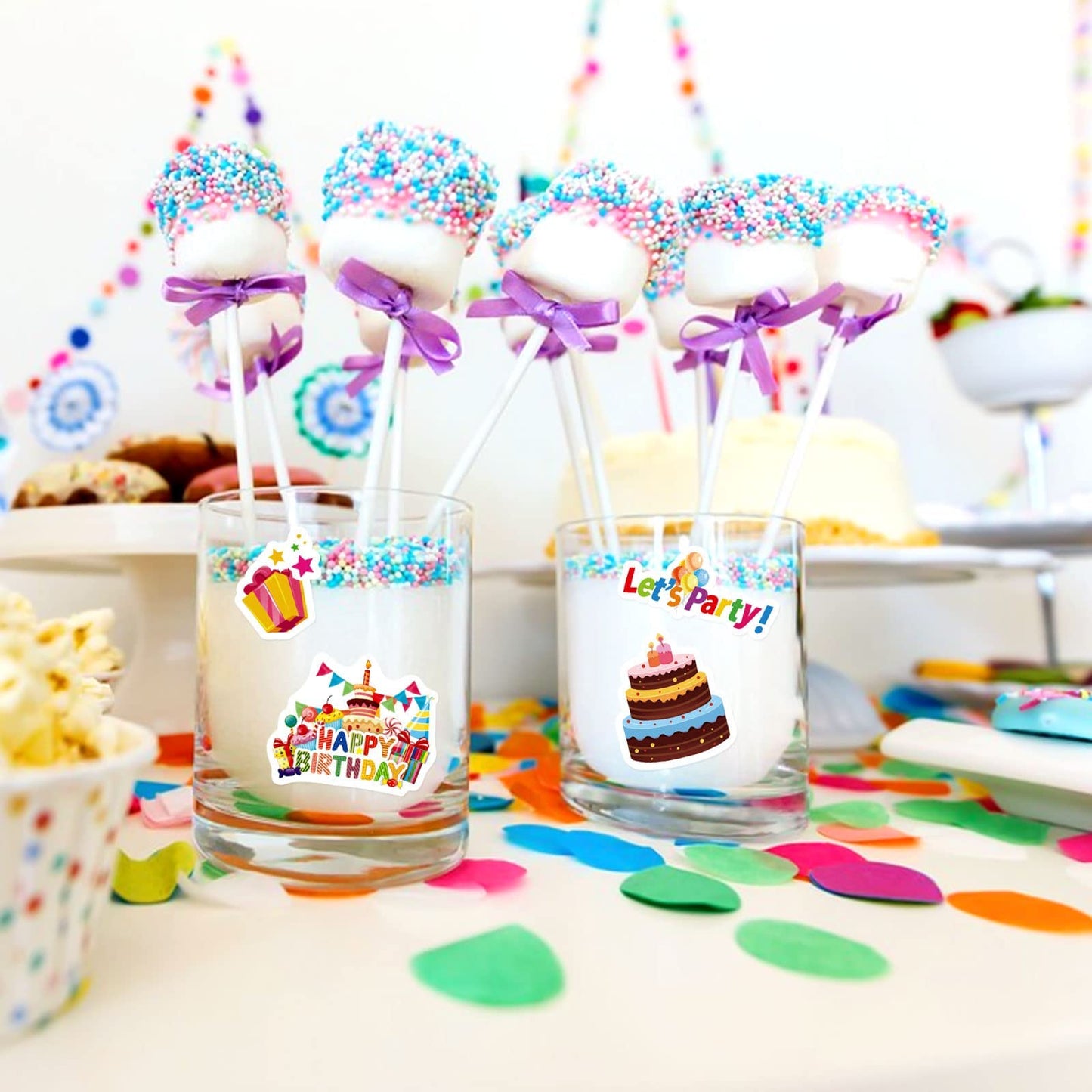 Happy Birthday Stickers For Kids Adults 660 Counts Large Happy Birthday Adhesive Stickers Party Gifts Bags Box Celebration Envelope Sealing, Gift Wrap Decorations 20 Sheet