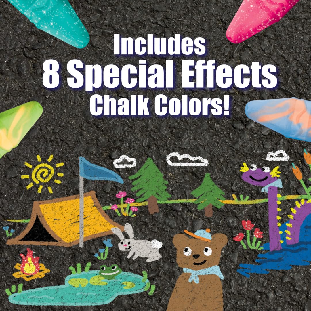 Crayola Ultimate Washable Chalk Collection 64ct - Multi Color Anti-Roll Sidewalk Chalk for Kids, Ideal for Outdoor Use