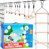 Ninja Warrior Obstacle Course For Kids, 2 X 50 Ft Slackline Set, Holds Up To 880 Lbs, 10 Weatherproof Obstacles & Monkey Net, Outdoor Ninja Course For Ages 5-12, Setup On Trees Or Posts