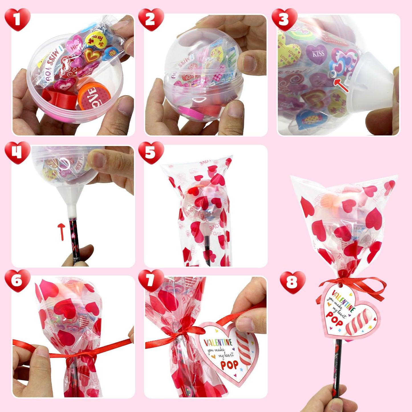 Pseutio 24 Pack Valentines Day Gifts for Kids Classroom, Valentines Day Cards for Kids School Valentines Stationery with Valenti