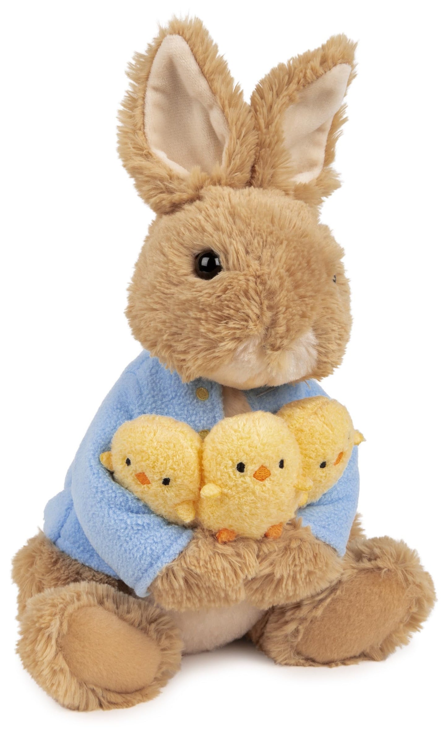Gund Beatrix Potter Peter Rabbit Holding Chicks Plush, Easter Gift, Easter Bunny Stuffed Animal For Ages 1 And Up, Brown/Blue, 9