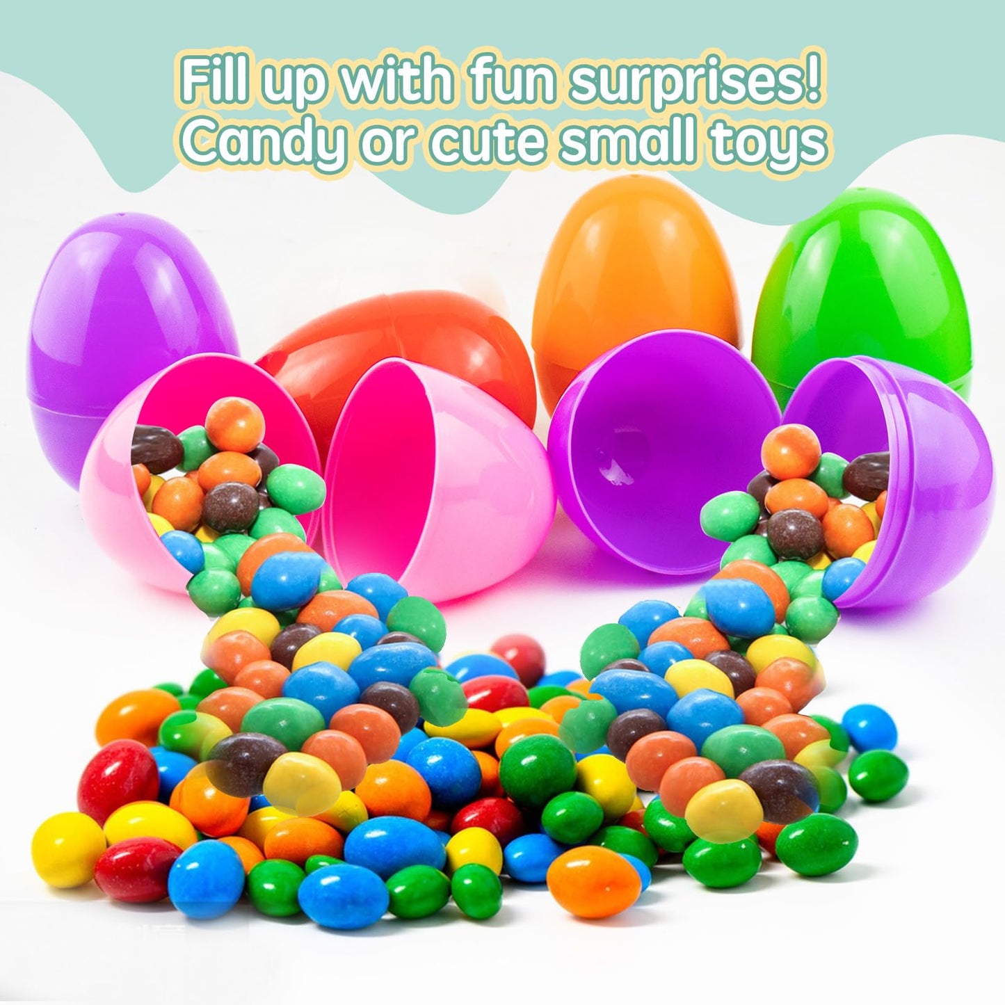 Nyicey 24 Fillable Plastic Easter Egg Hunt Party Supply Pack - 2.5'' Assorted Color Plastic Eggs
