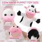 Zomiboo Hand Puppets Soft Animal Hand Plush Toy With Movable Mouth Imaginative Pretend Play Stocking Storytelling Interactive Toy (Cow)
