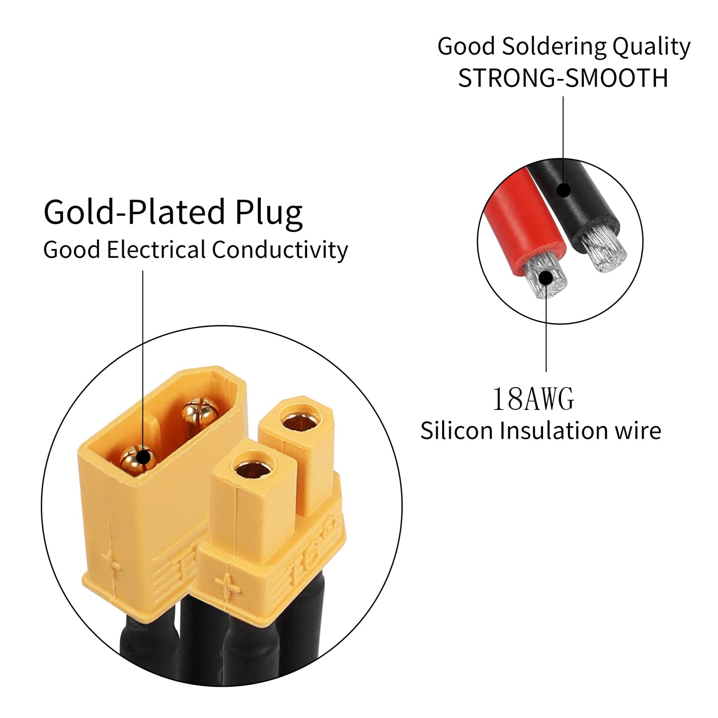 YACSEJAO 2 Pairs XT30U Male and Female Connector 18AWG 4 inch XT30U Plug Silicone w/Battery Straps RC Lipo Battery Cable for RC