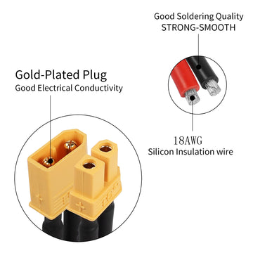 YACSEJAO 2 Pairs XT30U Male and Female Connector 18AWG 4 inch XT30U Plug Silicone w/Battery Straps RC Lipo Battery Cable for RC