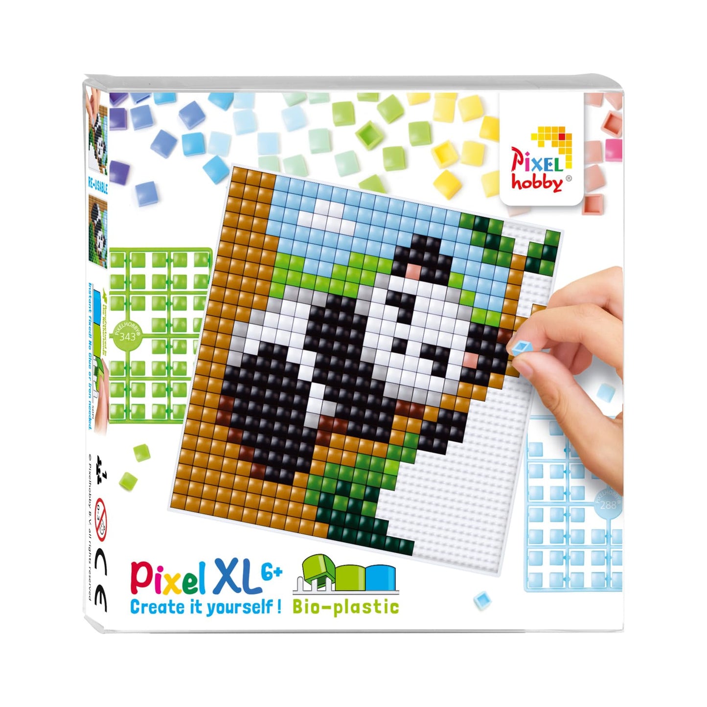Pixel P41048 Pixel Plate XL Panda, Set Flexible Base Plate, for Children to Design Yourself, Easy Plug-in System, No Ironing or 