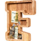 Summidate Wooden Letter Piggy Bank| Piggy Bank For Boys Girls Toddler| Alphabet F Money Bank| Coin Bank Birthday Gift For Kids|2024 Graduation Money Box (F)