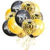 SHUNTAI 100th Birthday Balloons Latex Confetti Balloon Gold and Black 100th Birthday Decorations for Men Women 100 Years Old Ann