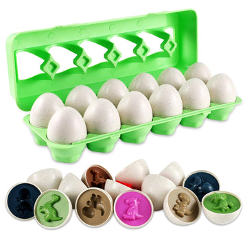 Looikoos Easter Egg Toy For Toddlers 12 Pcs Set Color & Shape Recoginition Sorter Puzzle For Easter Travel Bingo Game Early Learning Educational Toys Kids