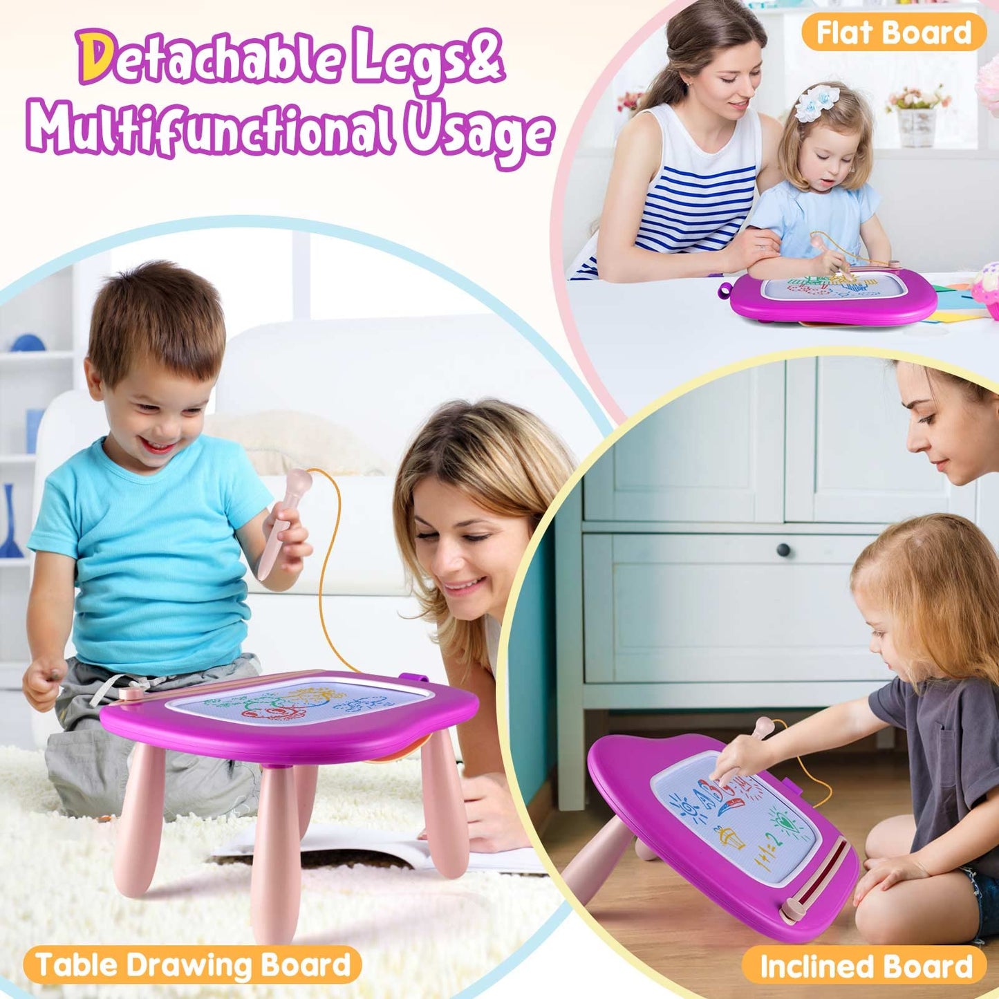 Smasiagon Toddler Toys Age 1-2 Year Old Boys Girls, Magnetic Drawing Doodle Board Pad Educational Learning Toys For 1 2 3 Year Old Boys Girls Gifts Birthday Party (Purple)