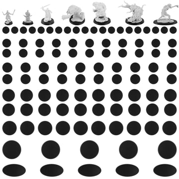 100Pcs Mix Black Miniature Bases With 7 Different Sizes, Model Base Wargame Accessories For Gaming Miniatures Or Wargames Table