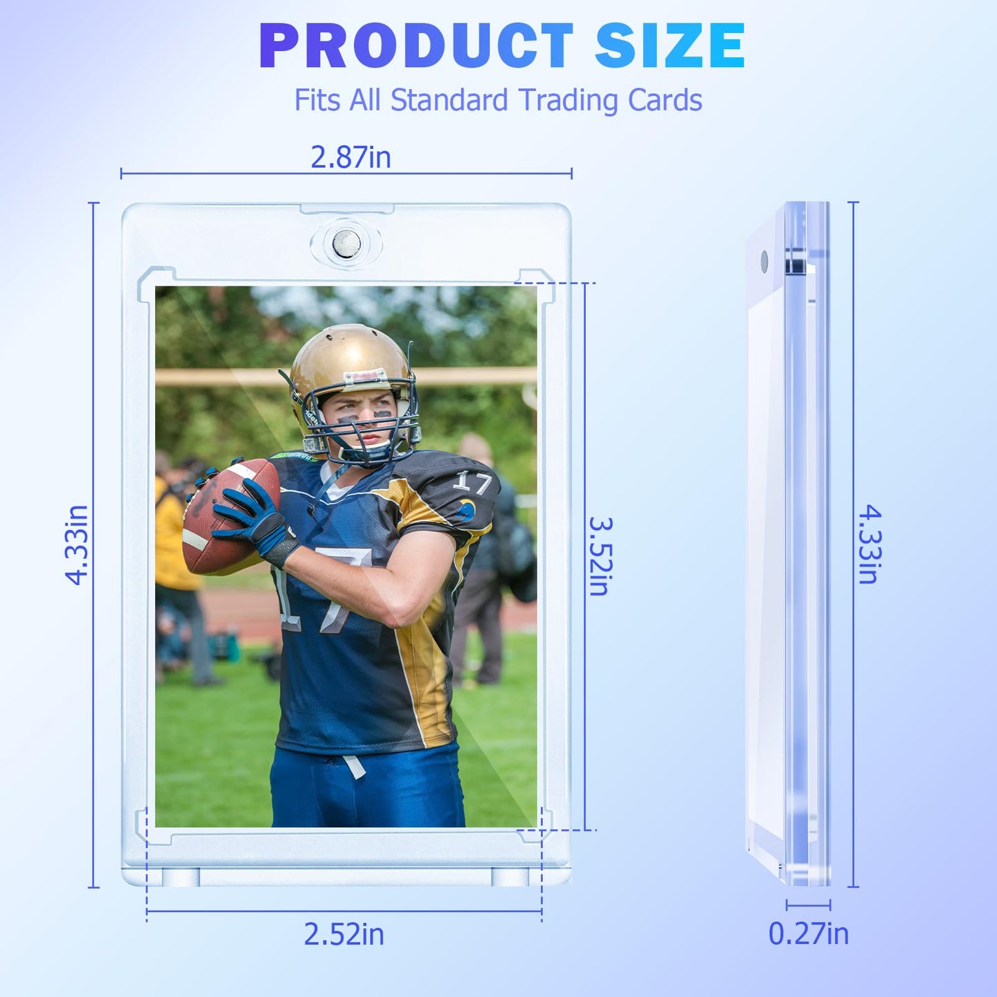 Succwoah 50Ct Magnetic Card Holder For Trading Cards, 35 Pt Clear Trading Card Sleeves, Hard Plastic Baseball Card Protectors, F