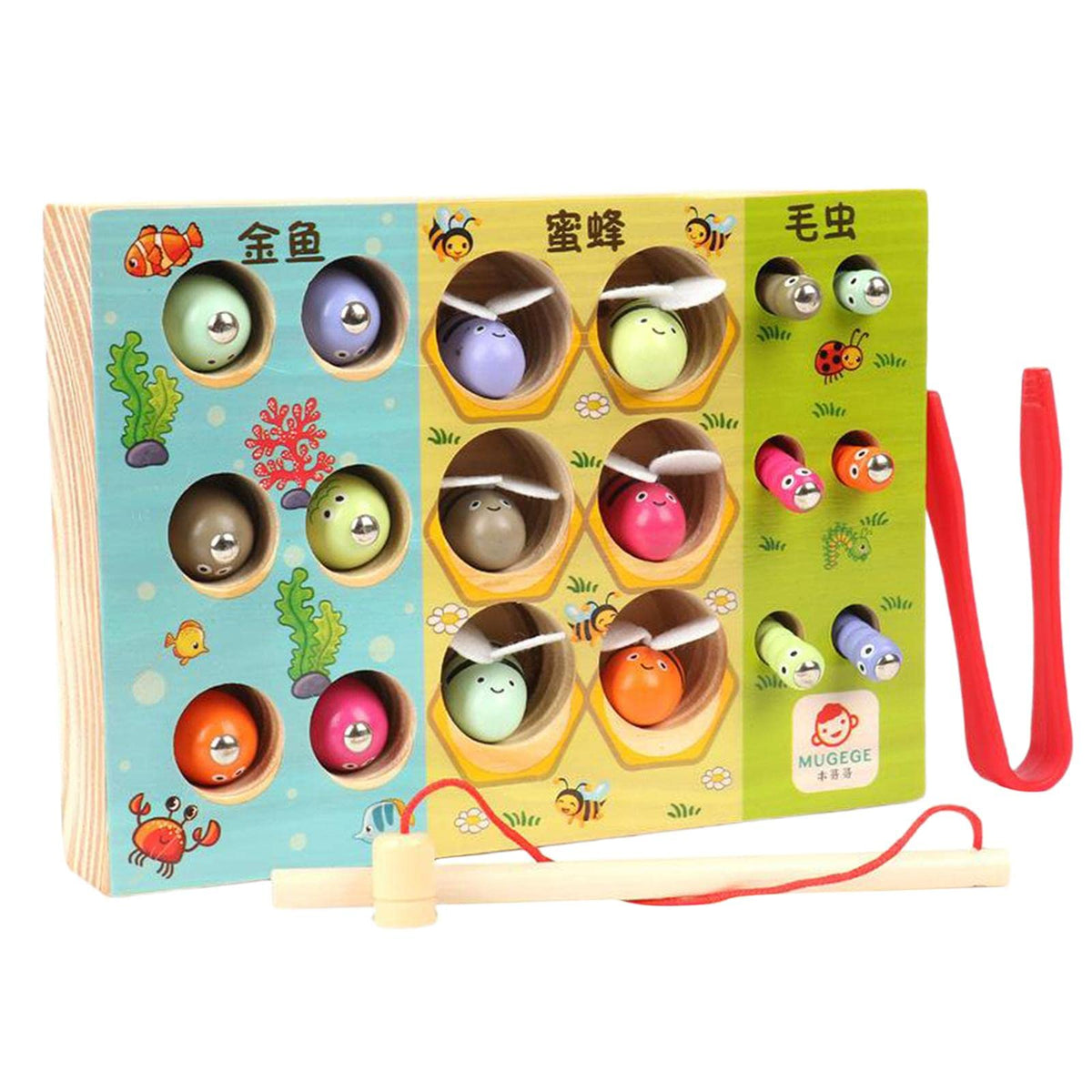 Merishopp Catch Worms Wooden Toys Fishing Game Kids Educational Toys Montessori| Baby Learning Toy | Infant Activity Toy | Senso