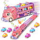 Car Toys for 3 4 5 6 7 Year Old Toddler Girl, Toys Truck & Foldable Race Track Car Toys with Light & Sound, Birthday Gift for Ki