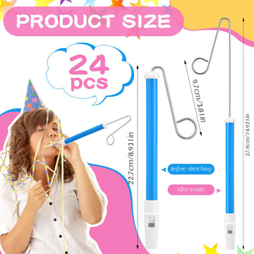 Syhood 24 Pcs Slide Whistle for Adults Instrument Toy Plastic Metal Musical Slide Whistles for Kids Party Favors Boys Girls Game