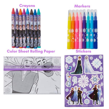 Innovative Designs Disney Frozen Roller Art Desk Set - Multi-Color, Medium Size, Includes Crayons, Markers, and Stickers for Kids