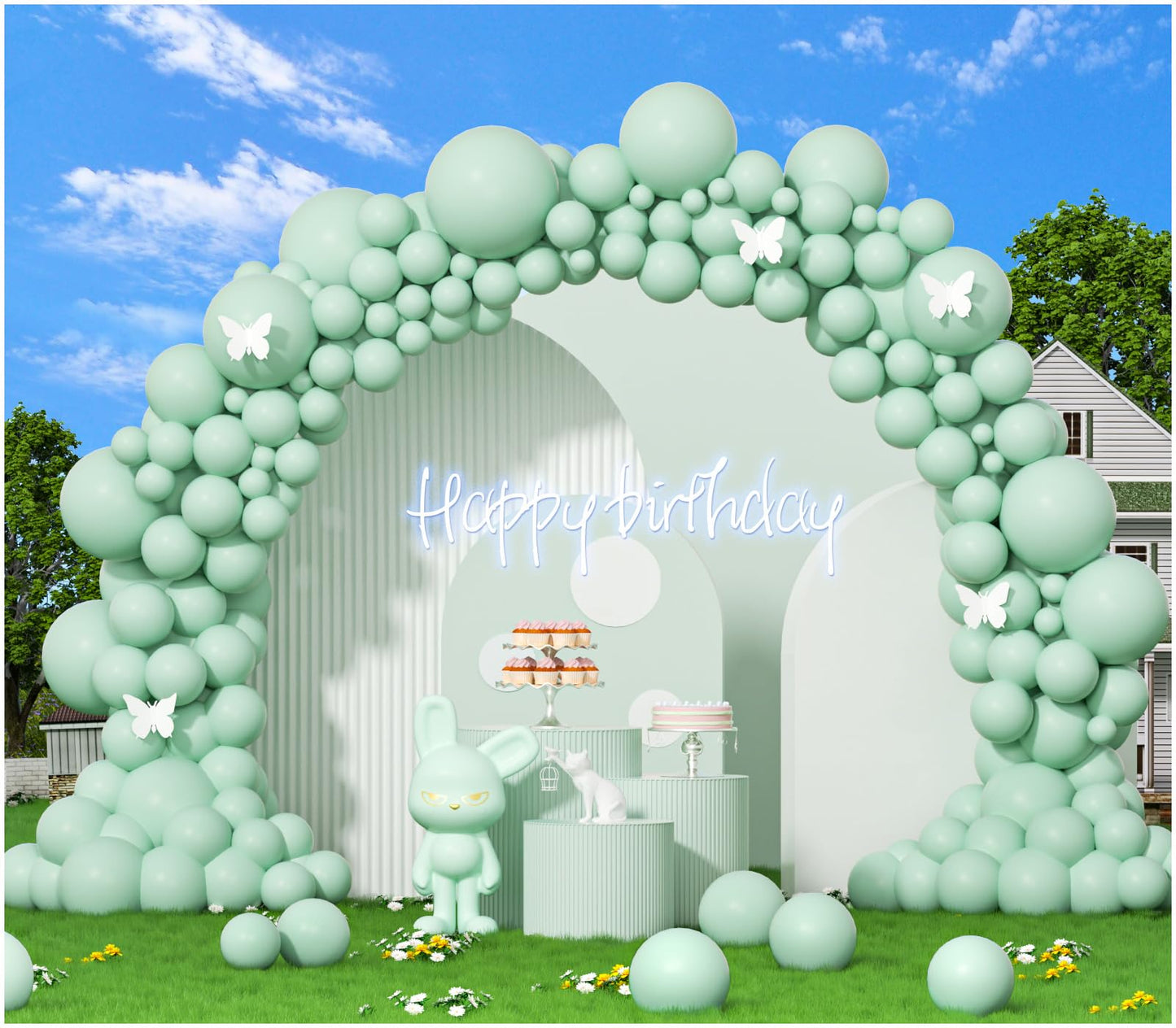 412Pcs Pastel Mint Green Balloon Garland Arch Kit 18 12 10 5 Inch Different Sizes Light Latex Balloons For Baby Shower Birthday