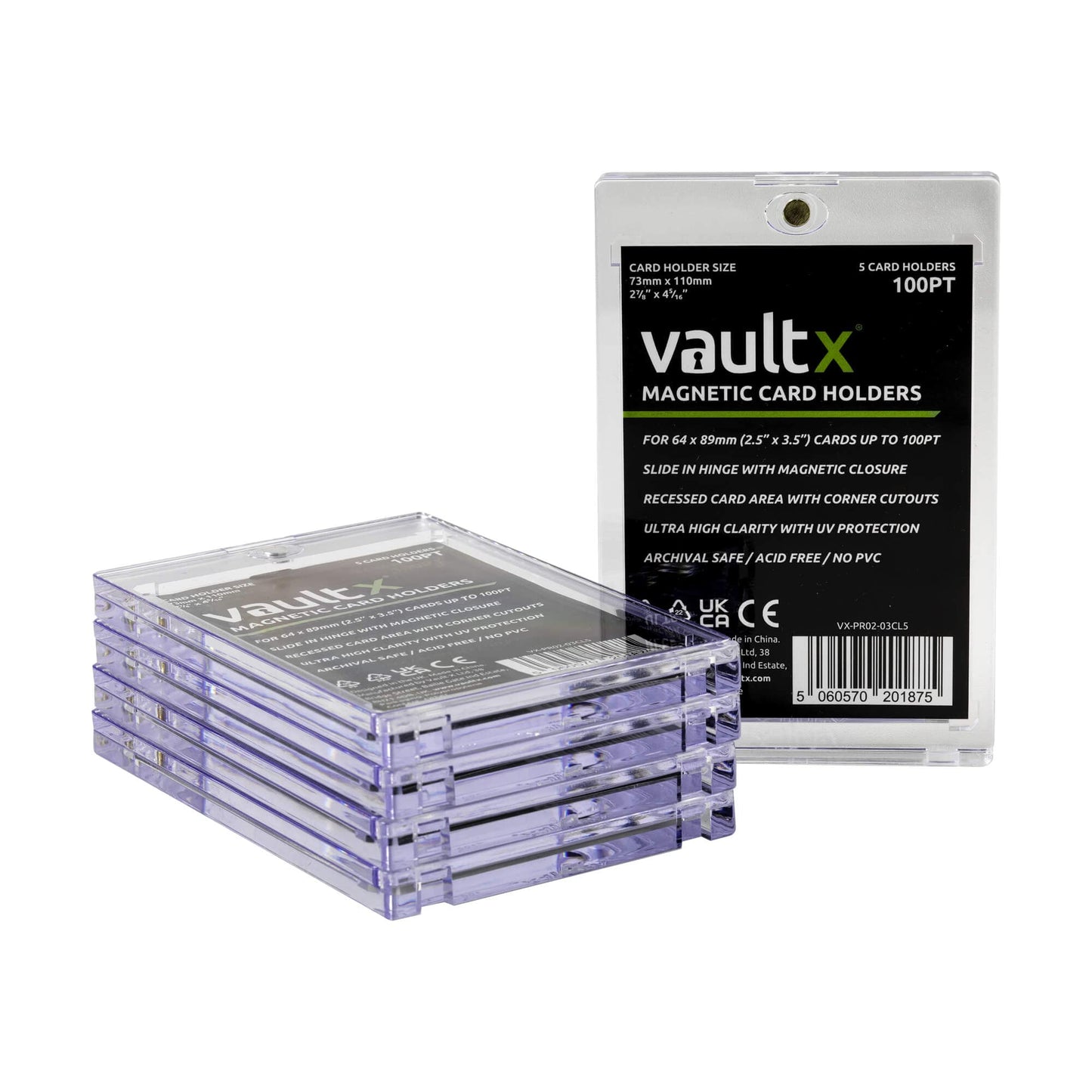 Vault X Magnetic Card Holders 100Pt For Trading Cards, One Touch Hard Cases With Uv Protection, Clear Display For Collectible Ca