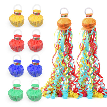 FameFame 20Pack Colorful Streamer Poppers, No Mess Multi-color Paper Crackers, Hand Throw Confetti Streamers for Birthday, Weddi