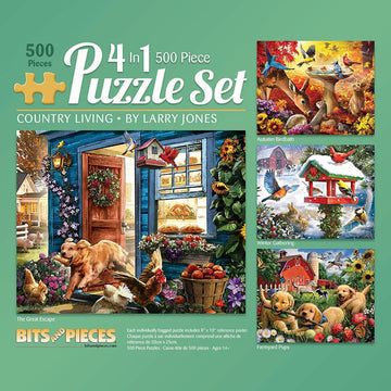 Bits And Pieces – 4-In-1 Multi-Pack - 500 Piece Jigsaw Puzzles For Adults – 500 Pc Winter Spring Summer Fall Seasons Puzzle Set Bundle By Artist Larry Jones - 16'X20' (41Cm X 51Cm)