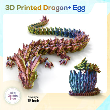 3D Printed Dragon,Dragon Eggs With Dragon Inside,Dragon Egg Toy,15'' Full Articulated Crystal 3D Dragon For Children'S Day Gift