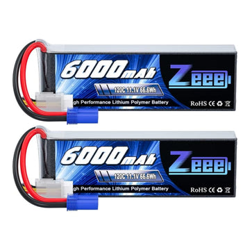 Zeee 3S Lipo Battery 6000mAh 11.1V 120C Soft Case RC Battery with EC5 Connector for Helicopter Airplane Quadcopter RC Airplane R