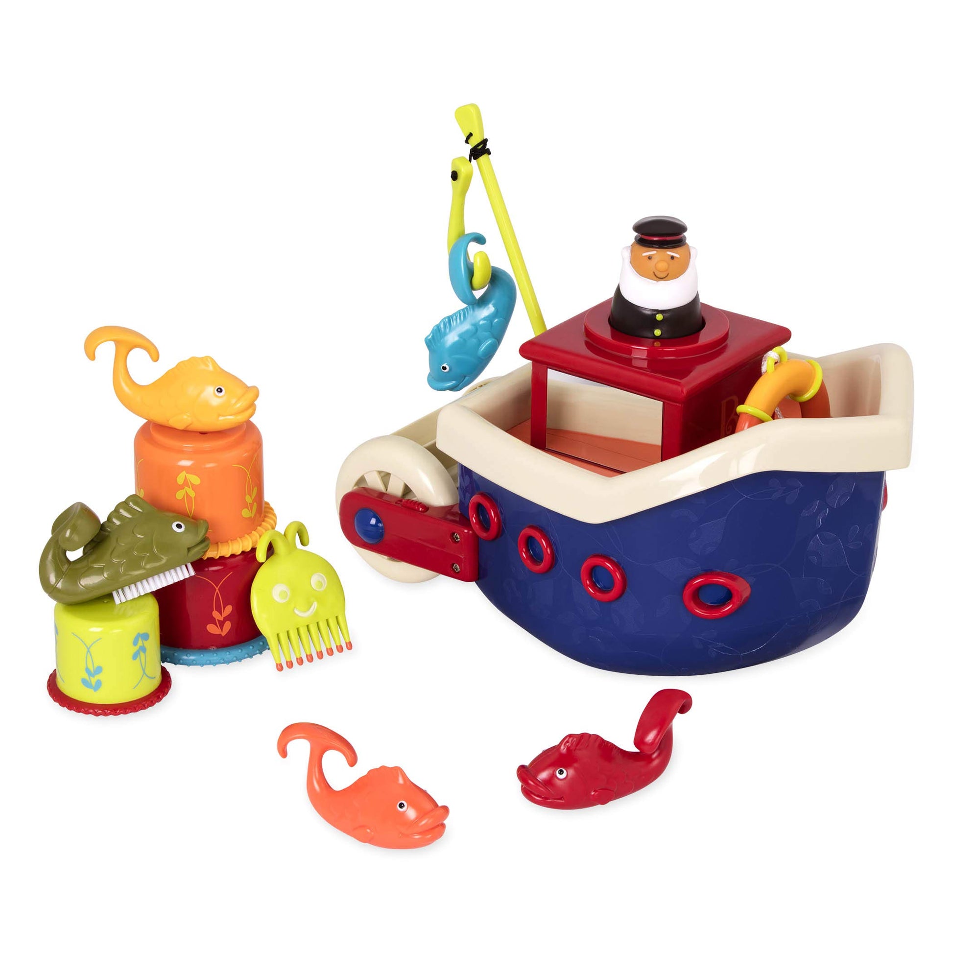 B. Toys- Water Play Bath Toy Set – Baby Bath Toys – Boat & Accessories - Tub Toys For Toddlers, Kids –Fish & Splish- 1 Year +