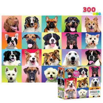 Joyin 300 Pcs Multicolor Dogs Puzzles, Jigsaw Puzzle For Kids And Adults(29' X 21'), Puppy Theme Puzzles For Teens, Collection Gift Home Art Decor