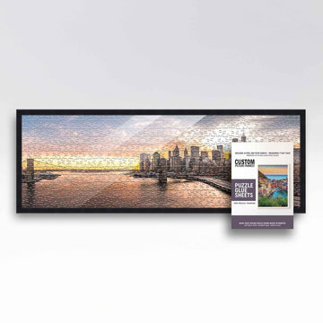 13X39 Frame Puzzle Kit With Glue Sheets | Black Mid Century Picture Frame | Real Wood With Uv Resistant Acrylic Front | Made To