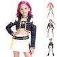 CXFEDHO Demon Costume Cute Hunter Cosplay for Girls - 2025 Pop Singer Party Performance Halloween Outfits Birthday Gift (11#blac
