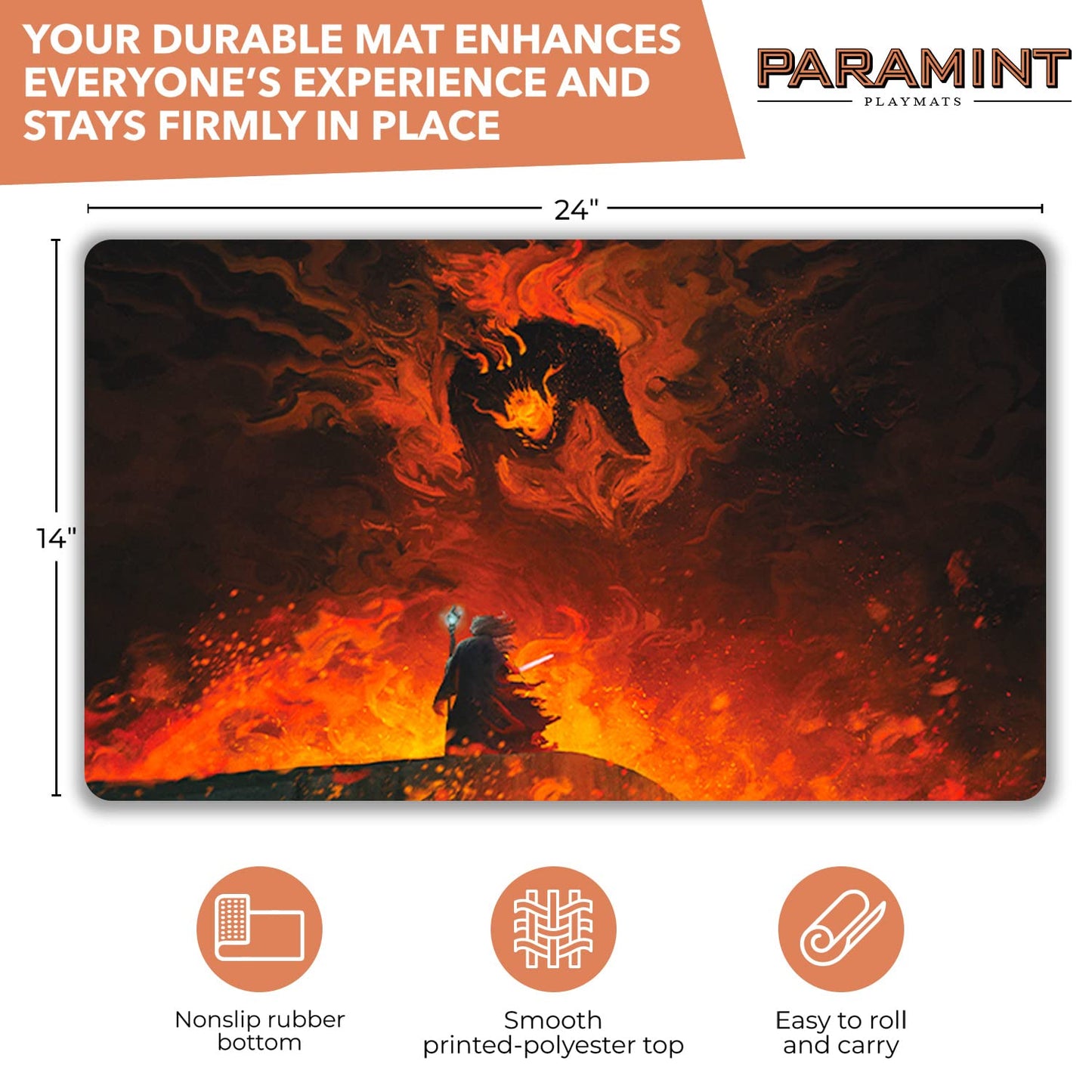 Paramint MTG Playmat - Stitched Rubber - Black - The Shadow and The Flame by Anato Finnstark - Compatible with Magic The Gathering & TCG