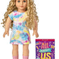 American Girl Truly Me 18-Inch Doll #115 With Gray Eyes, Curly Blonde Hair, Light Skin, Tie Dye T-Shirt Dress, For Ages 6+