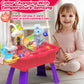 Color Changing Kitchen Play Sink Toys with Running Water for Kid,Electric Dishwasher Playing Toy with Animals, Food, Tableware A