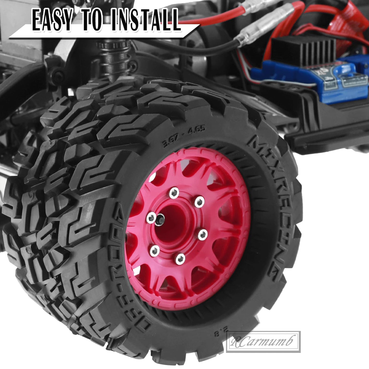 Rcarmumb RC Truck Wheel Tires for 1/10 Rustler Stampede Hoss,Arrm a Granite Vorteks Big Rock,Axial Losi Redcat Rc4wd,12mm/14mm H